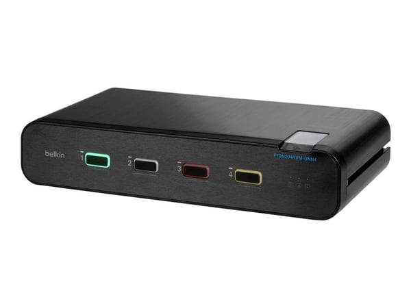 Belkin Universal Secure Dual-Head - 2. generasjon - KVM / lydsvitsj - 4 x KVM/lyd - 1 lokalbruker - stasjonær - TAA-samsvar