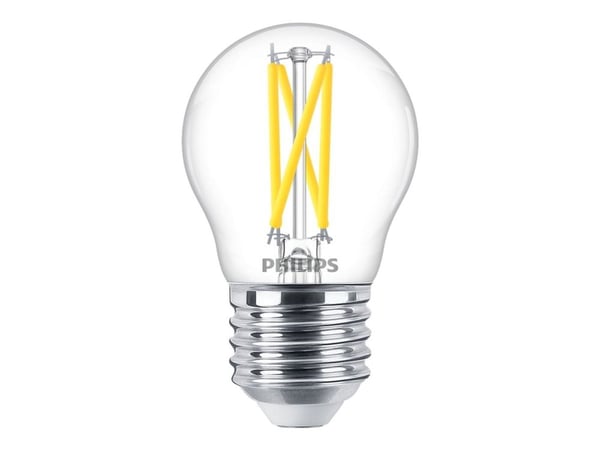 Philips - LED-filamentlyspære - form: P45 - klar finish - E27 - 1.8 W (ekvivalent 25 W) - klasse D - varmt hvitt lys - 2200-2700 K