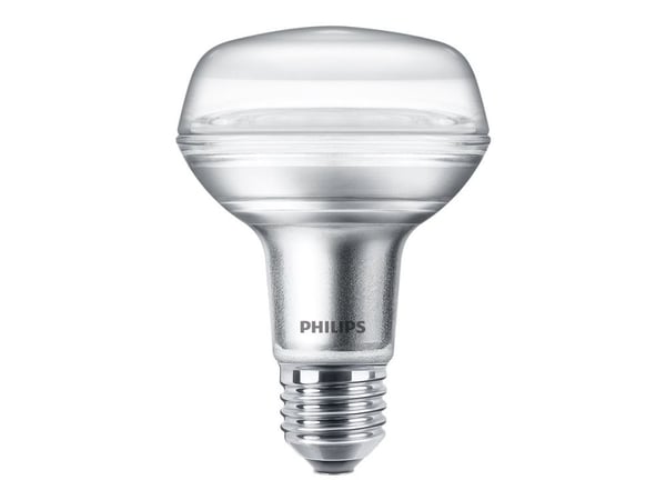 Philips - LED-pære for søkelys - form: R80 - E27 - 8 W (ekvivalent 100 W) - klasse F - varmt hvitt lys - 2700 K