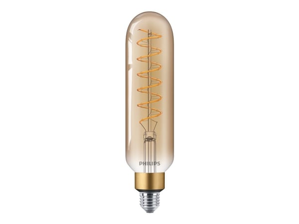 Philips Vintage - LED-filamentlyspære - form: T65 - E27 - 7 W (ekvivalent 40 W) - flammelys - 1800 K - ravgul gull