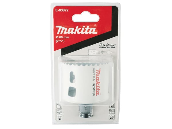 Makita E-03872, Single, Borr, Stål, Gjuten aluminium, Plast, Trä, Rostfritt stål, Vit, Bimetall, 4,4 cm