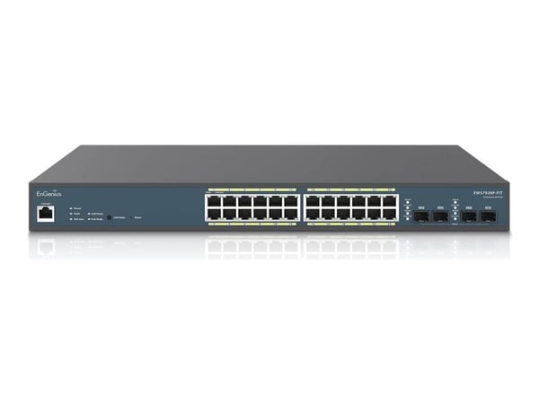 EnGenius Fit EWS7928P-FIT - Switch - L2+ - Styrt - 24 x 10/100/1000 (PoE) + 4 x SFP - rackmonterbar - PoE (240 W)