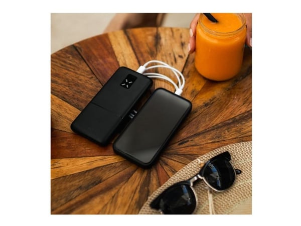 FIXED Zen - Strømbank - 10000 mAh - 20 watt - 5 A - PD - 3 utgangskontakter (2 x USB, USB-C) - svart