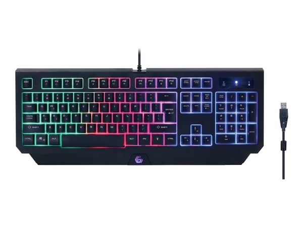 Gembird GMB Gaming Phantom GGS-UMGL4-01 - Paket med tangentbord, mus, headset och musdyna - bakgrundsbelyst - USB - amerikansk - färglåda