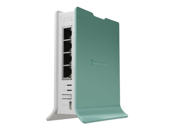 MikroTik hAP ax lite ruter MikroTik hAP ax lite ruter L41G-2axD 802.11ax 574 Mbit/s Ethernet LAN (RJ-45)-porter 4 mesh-støtte Nei MU-MiMO Nei Ingen...