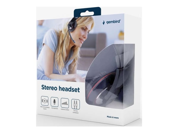 Gembird MHS-001 - Hodesett - full størrelse - kablet - skinnende svart