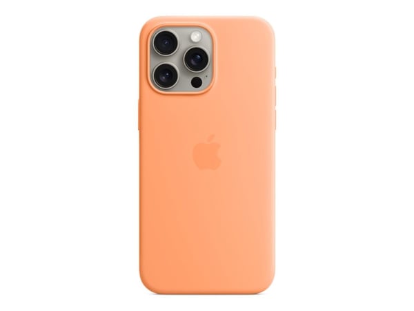 Apple - Baksidedeksel for mobiltelefon - MagSafe-samsvar - silikon - oransjesorbet - for iPhone 15 Pro Max