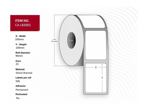 Capture - Miljøvennlig papir - permanet adhesiv - ubelagt - perforert - hvit - 100 x 100 mm 10000 etikett(er) (20 rull(er) x 500 boks - merkelapper