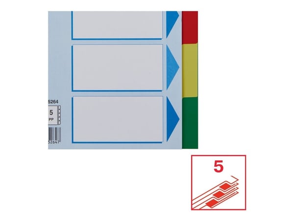 Esselte - Inndeler - 5 deler - for A5 (148 x 210 mm) - med fliker