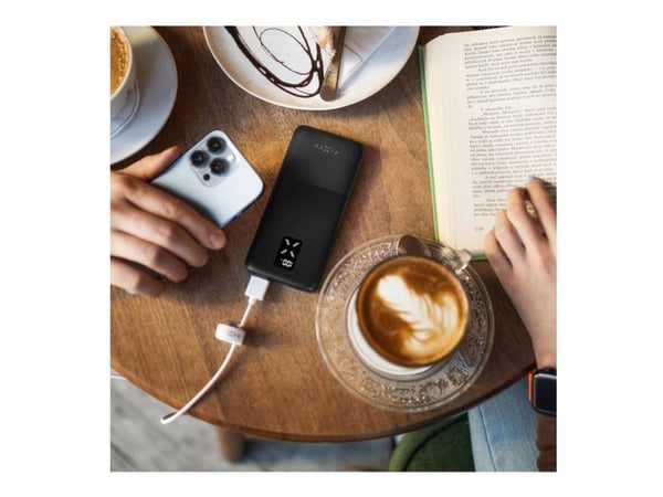 FIXED Zen - Strømbank - 10000 mAh - 20 watt - 5 A - PD - 3 utgangskontakter (2 x USB, USB-C) - svart
