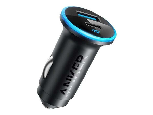 Anker 323 - Bilstrømadapter - 52.5 watt - 3 A - Fast Charge, IQ 3.0 - 2 utgangskontakter (USB, USB-C) - svart