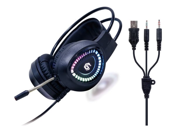 Gembird GMB Gaming Phantom GGS-UMGL4-01 - Paket med tangentbord, mus, headset och musdyna - bakgrundsbelyst - USB - amerikansk - färglåda