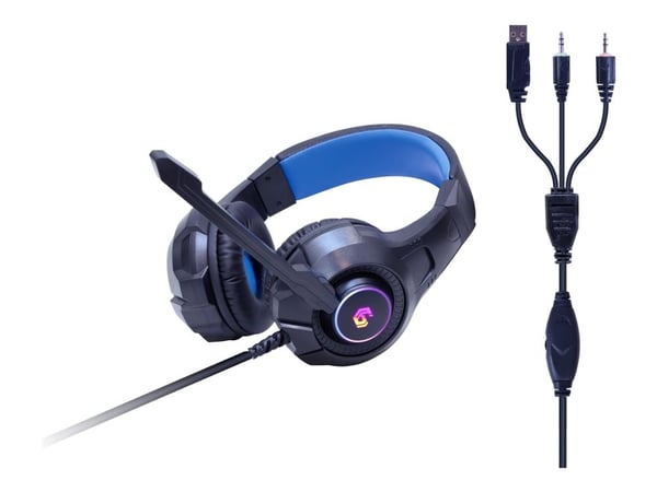 Gembird GMB Gaming Ghost GGS-UMGL4-02 - Sett med tastatur, mus, hodetelefon og musepute - bakgrunnsbelyst - USB - USA - fargeboks