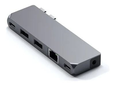 Satechi Pro Hub Mini, Langallinen, USB 3.2 Gen 1 (3.1 Gen 1) Type-C, 96 W, 1000 Mbit/s, Hopea, 40 Gbit/s
