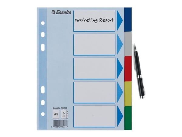 Esselte - Inndeler - 5 deler - for A5 (148 x 210 mm) - med fliker