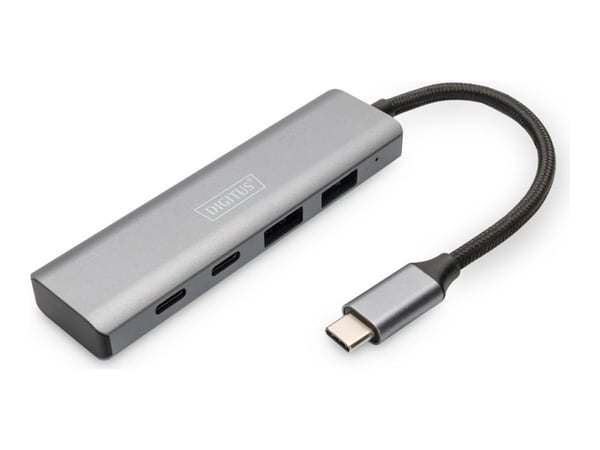 DIGITUS - Hubb - USB-C, 4 portar - 2 x USB + 2 x USB-C - skrivbordsmodell