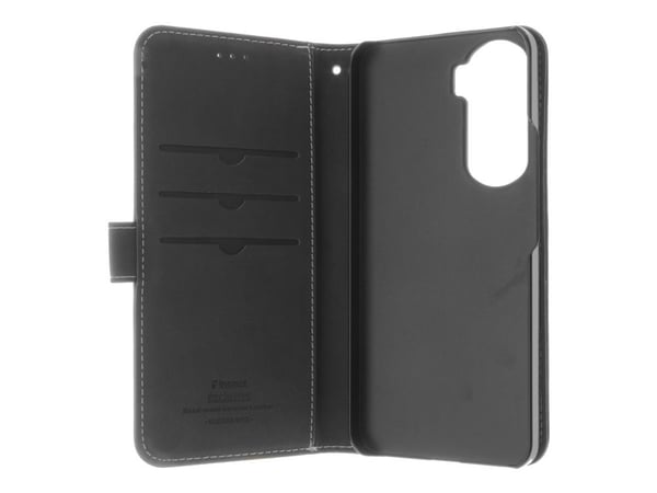 Insmat - Flipdeksel for mobiltelefon - ekte skinn, polykarbonat, bomullssøm, papp + papir - for Honor 90 Lite