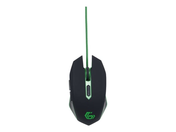 Gembird MUSG-001-G, Molempikätinen, USB A-tyyppi, 2400 DPI, Musta, Vihreä