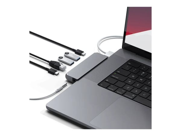 Satechi Pro Hub Mini, Langallinen, USB 3.2 Gen 1 (3.1 Gen 1) Type-C, 96 W, 1000 Mbit/s, Hopea, 40 Gbit/s