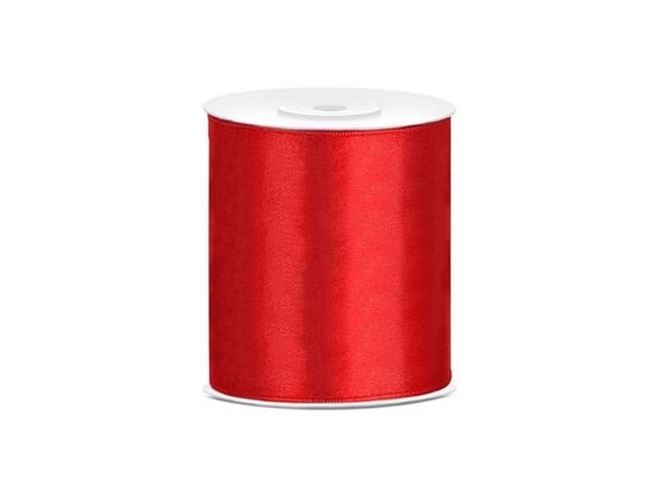 Rød satinbånd 100mm