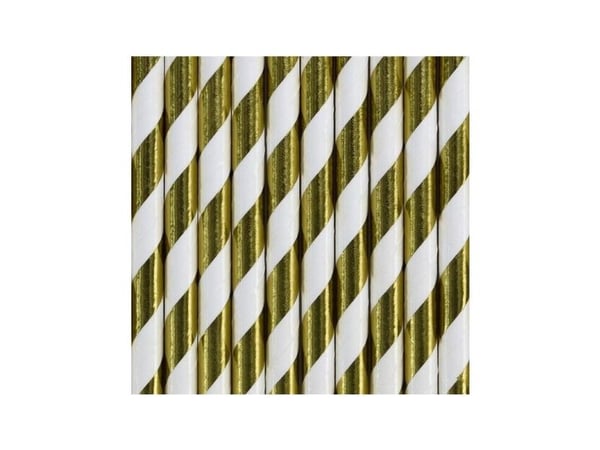 Sugrör av papper med ränder i guldmetallic