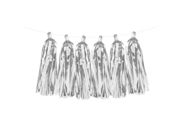 PartyDeco TG1-018M-KARTON, Garland, Sølv, 1,5 m, 50 stykker