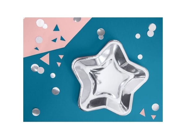 Party Deco engångstallrikar Stjärna, silver, 23 cm, 6 st (34684)