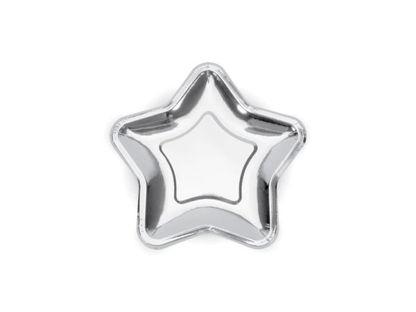 Party Deco engångstallrikar Stjärna, silver, 23 cm, 6 st (34684)