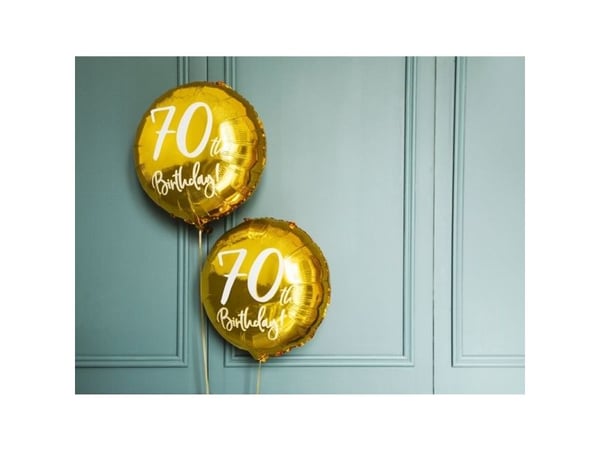 PartyDeco FB24M-70-019-KARTON, Gull, Hvit, Rund, Folie, Bursdag, Engelsk, 45 cm