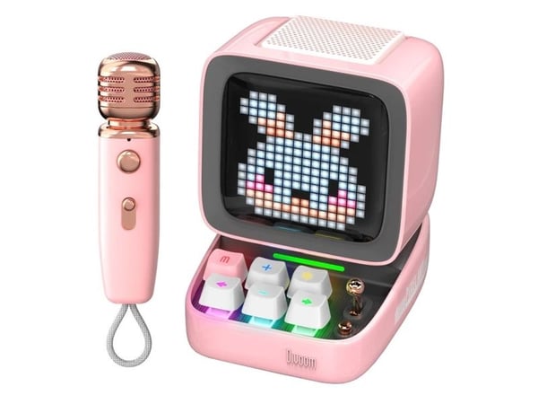 Divoom Ditoo-Mic Mini, 15 W, Trådløs, Bærbar monohøyttaler, Rosa, Mobiltelefon/Smart-telefon, MicroSD (TransFlash)