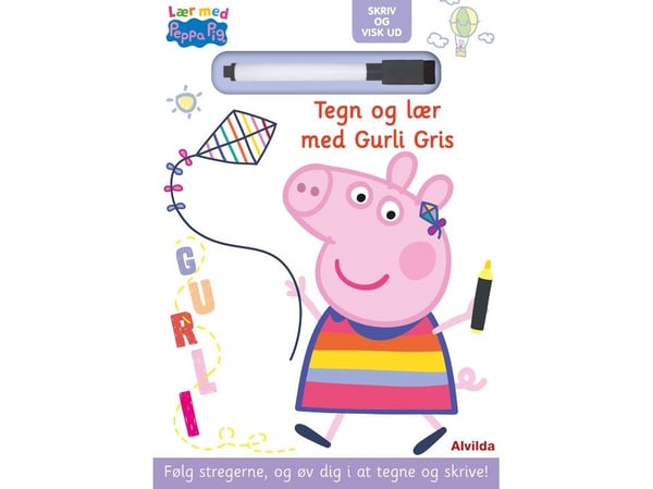 Peppa Pig – Lær med Guri Gris – Skriv og visk ut – Tegn og lær med Guri Gris