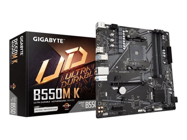 Gigabyte B550M K - 1.0 - emolevy - micro-ATX - Socket AM4 - AMD B550 piirisarja - USB 3.2 Gen 1 - Gigabit LAN - sisäinen grafiikka (CPU tarvitaan) ...