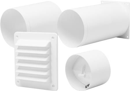 FRESH monteringssats YVG100 med vindskydd, murgaller 150x150 och modluftrör Ø100/104 för Intellivent-fläkt Ø98-100, max väggtjocklek 310 mm
