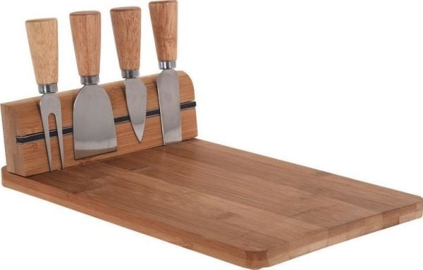 Skjærebrett Excellent Houseware i bambus til servering med kniver til ost 30x21 cm