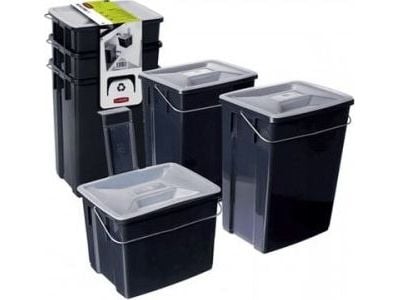 Curver set med korgar för avfallssortering 3 st 2x10L+6L