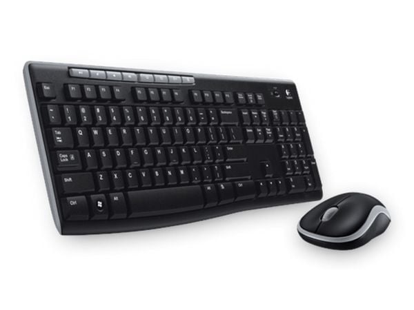 Logitech MK270, Täysikokoinen (100 %), Langaton, Langaton RF, Musta, Sisältää hiiren
