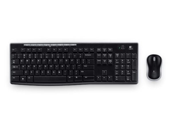Logitech MK270, Täysikokoinen (100 %), Langaton, Langaton RF, Musta, Sisältää hiiren