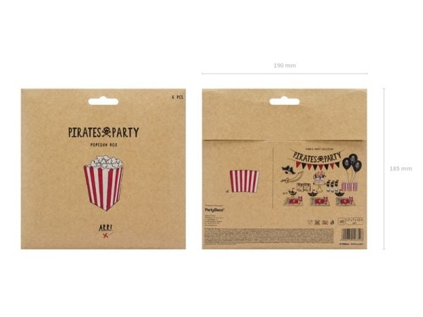 PartyDeco POP12-007, Papir, Rød, Hvit, 70 mm, 70 mm, 125 mm, 6 stykker