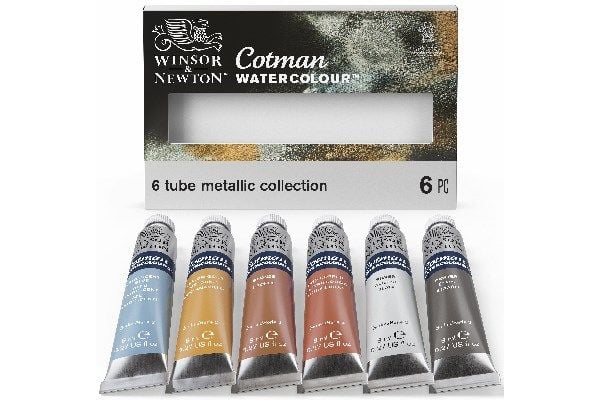 Cotman akvarellfärger 8 ml metallic-set 6 st. (mix)