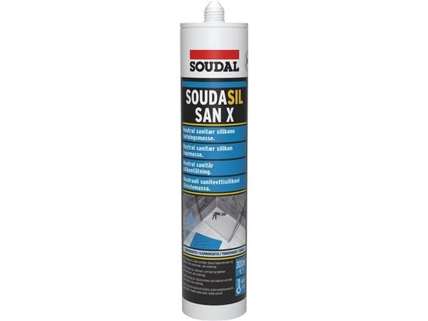 Soudasil SANX sanitetssilikone fugemasse 300ml patron, transparent Soudasil SANX sanitetssilikone fugemasse 300ml patron, transparent