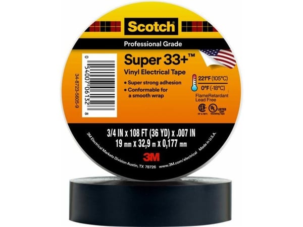 3M 33+-3/4X36YD-1, 1 stykker, Sort, PVC, Blister, 32,9 m, 19 mm 3M 33+-3/4X36YD-1, 1 stykker, Sort, PVC, Blister, 32,9 m, 19 mm