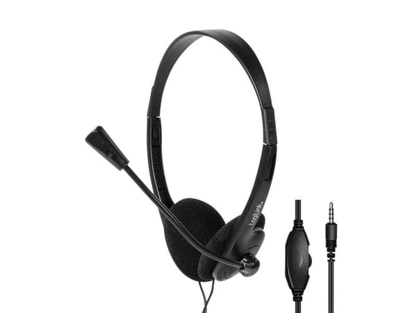 LogiLink Headset Stereo, med mikrofon, 1x 3,5 mm jack, miljövänligt