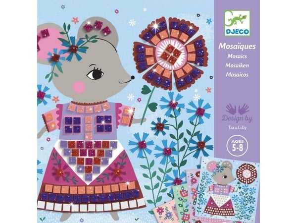 DJECO Lovely Pets Mosaic Kit, Lasten askartelusetti, 5 vuosi/vuosia, Monivärinen