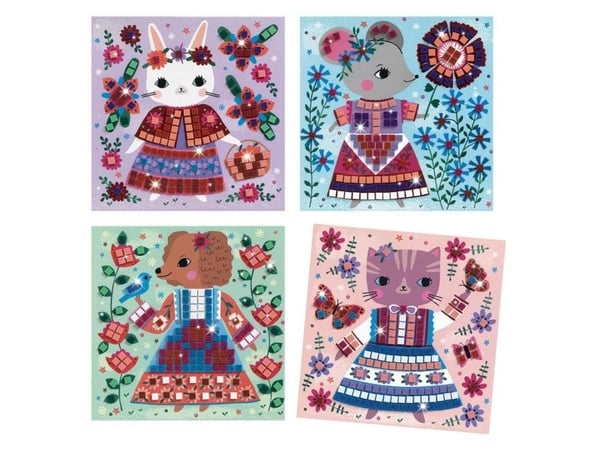Djeco Mosaikkklippebok med glitter Vakre dyr Djeco
