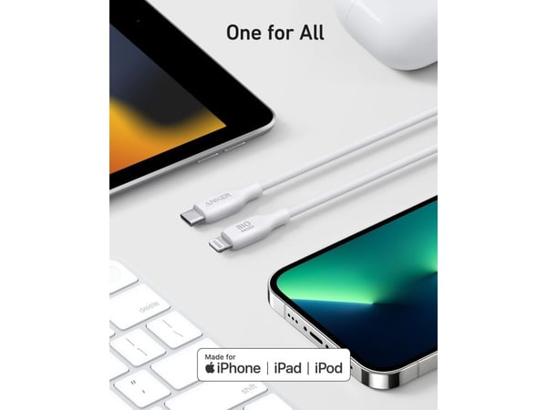 Anker 541, 1,8 m, Lightning, USB C, Hankjønn, Hankjønn, Hvit