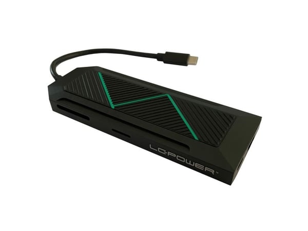 LC-POWER USB 3.2 HUB-C-Multi-6-RGB Ulkoinen HUB w.card reader,charge&amp;HDMI
