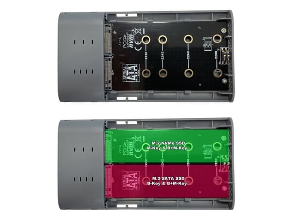LC Power LC-DOCK-C-M2 - Drevkabinett - M.2 - M.2 Card (PCIe NVMe & SATA) - USB-C 3.2 (Gen 2x1) - antrasitt