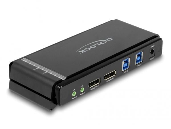 Delock - KVM / lyd / USB-svitsj - DisplayPort 1.4 KVM Switch 8K 60 Hz with USB 5 Gbps and Audio - 2 x KVM/lyd/USB - 1 lokalbruker - stasjonær