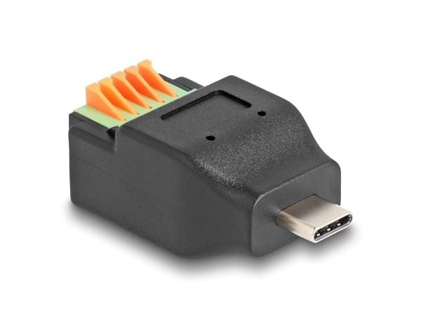 DeLOCK 66456, USB-C, 5 pin terminal block, Musta, Vihreä