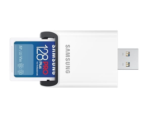 Samsung PRO Plus MB-SD128SB - Flashminnekort - 128 GB - Video Class V30 / UHS-I U3 / Class10 - SDXC UHS-I - hvit